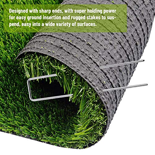 Galvanized Landscape Staples, 6\" Heavy-Duty Gauge Galvanized Stakes Ground Landscape Pins, 20Pcs U-Shaped Weed Fabric Staples with 4 Mats, for Poly Sheeting, Moisture Barrier Tape, Weed Mat Fabric