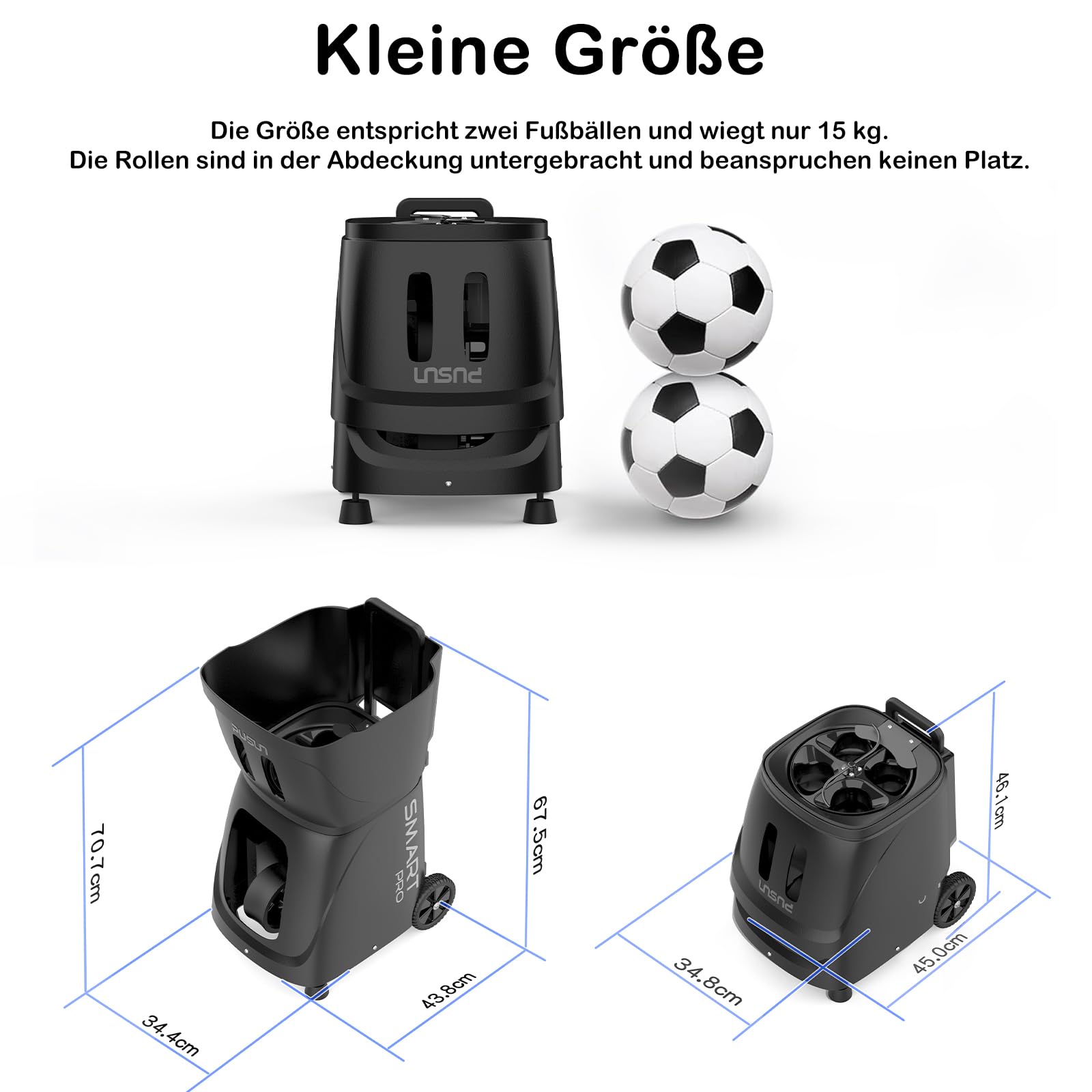 PUSUN PT-SMART Pro Tennisballmaschine - Premium Trainingsgerät mit APP-Steuerung (App für Apple Watch), 20 Landepunkte & 12 Modi, Tennis Trainer (4-6 Std. Laufzeit)