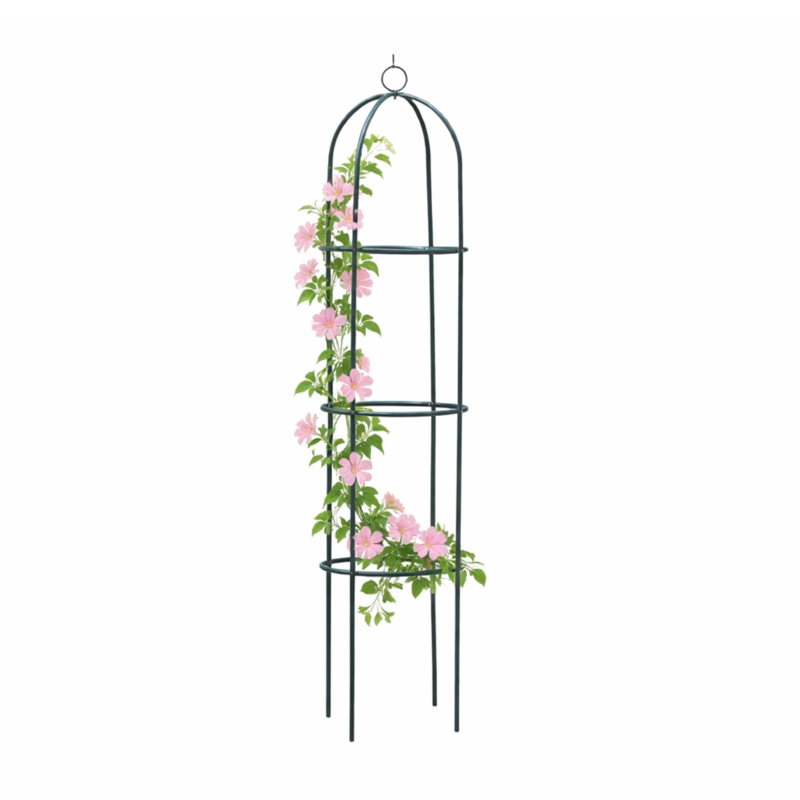 Garden Mile Obelisk Large Metal Strong Tubular Plant Cage for Garden Decoration - Heavy Duty Climbing Plants Support Structure for Ivy, Clematis, Roses and Other Climbing Flowers - (2M, Single)