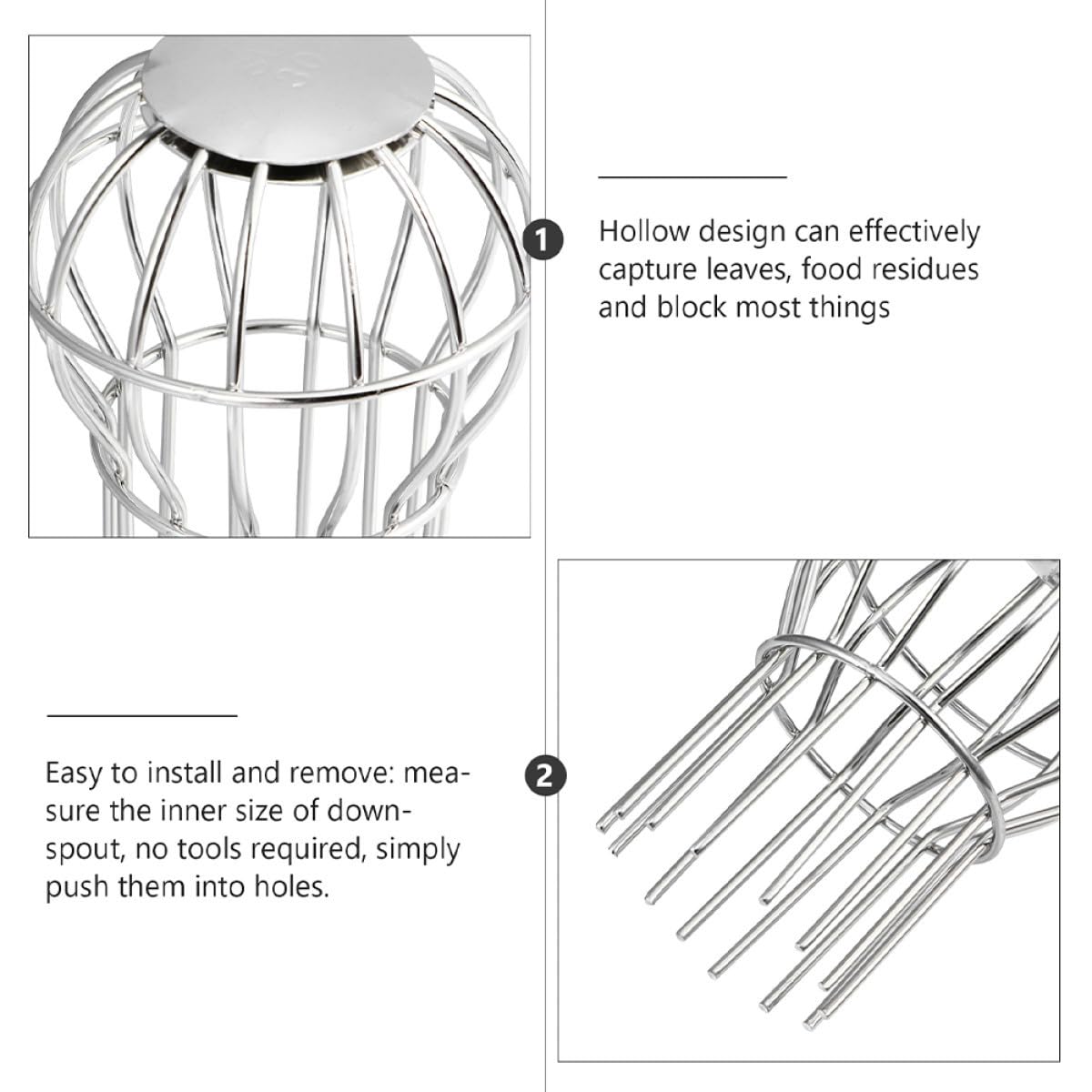 Homoyoyo Obstrucciones de Acero Bajante Canalón Filtro 2 Inoxidable que Pcs y Protector de Drenaje Bloquea Residuos y Previene para Balcones Jardines