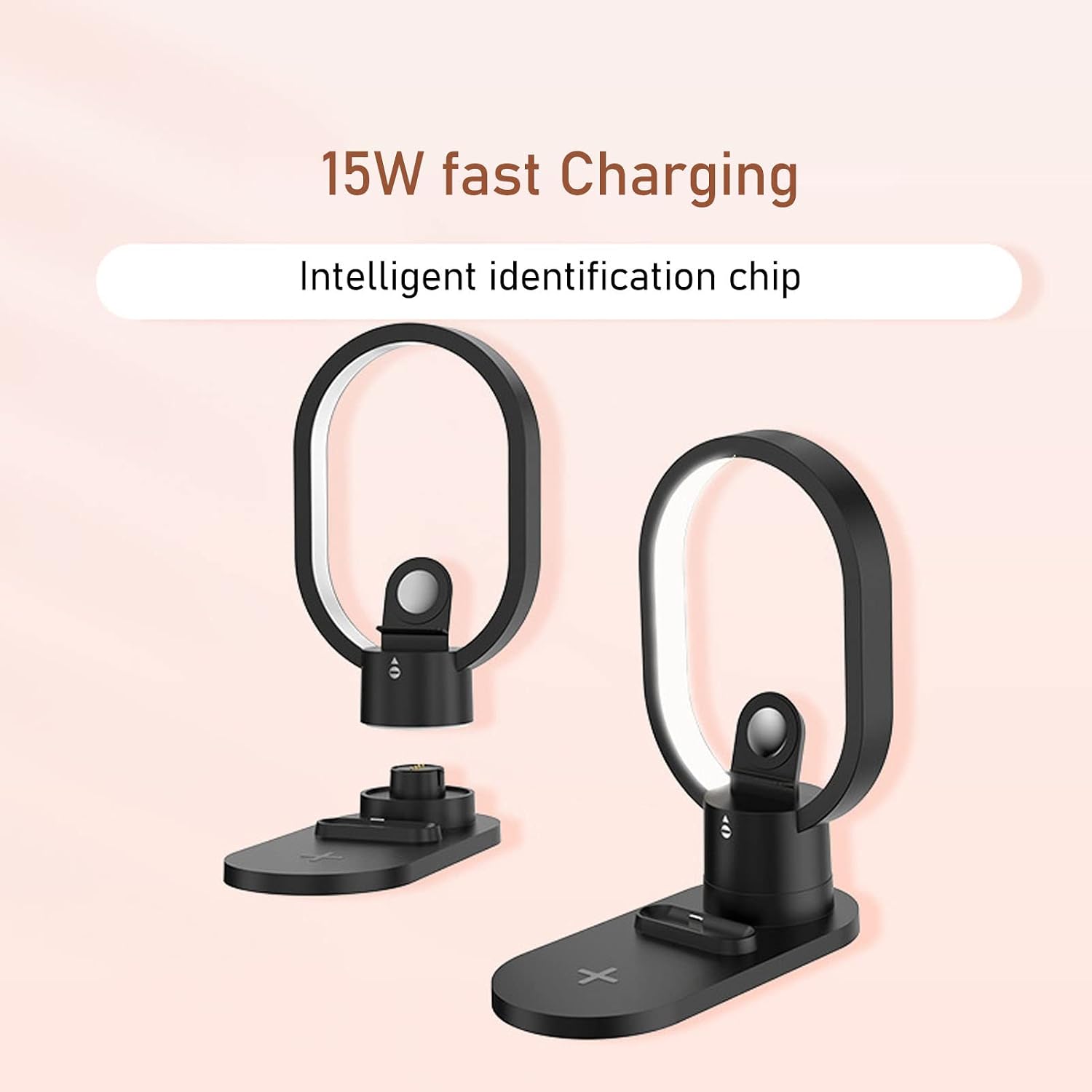 4 in 1 Bedside LED Night Light - Charger, Cell Phone Holder, Magnetism, 15W Fast Charging Table Lamp - Convenient and Versatile Charging for Bedroom
