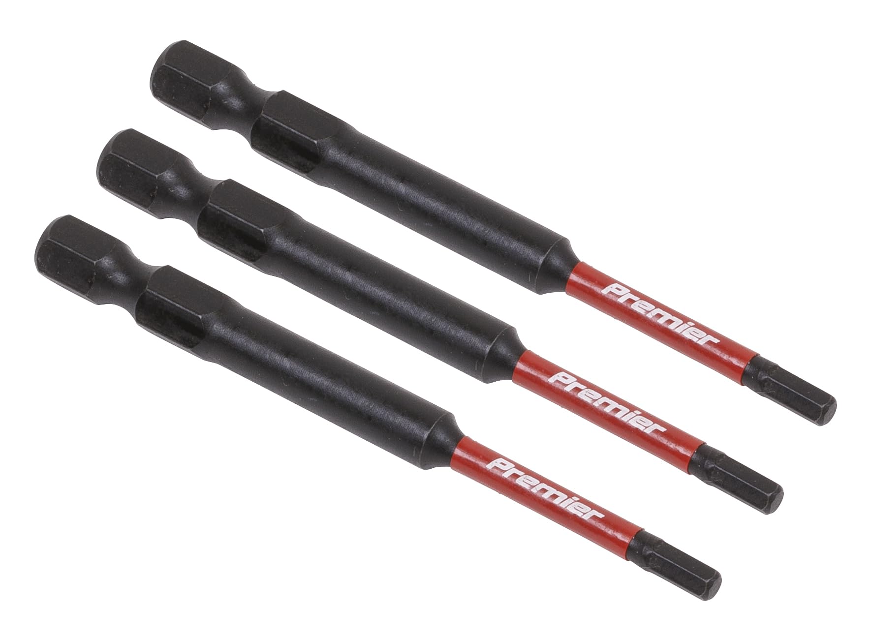 Sealey Impact Power Tool Hexagon Screwdriver Bits Hex 3mm 75mm Pack of 3