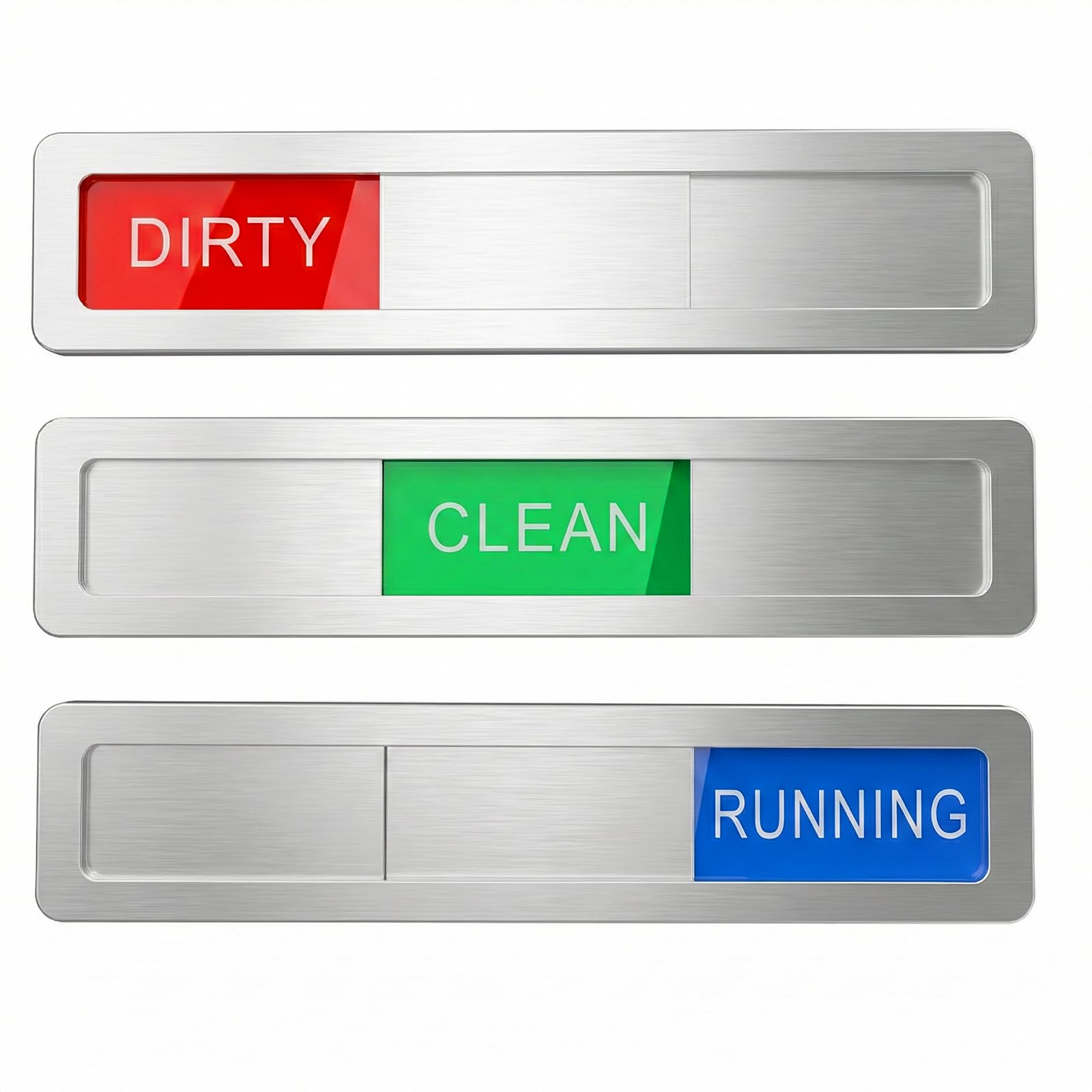 ElevateTech Dishwasher Magnet Clean Dirty Dishwasher Running Sign 3 Options Dishwasher-Magnet Clean Dirty Sign, Works on All Dishwashers, Easy to Switch, Silver