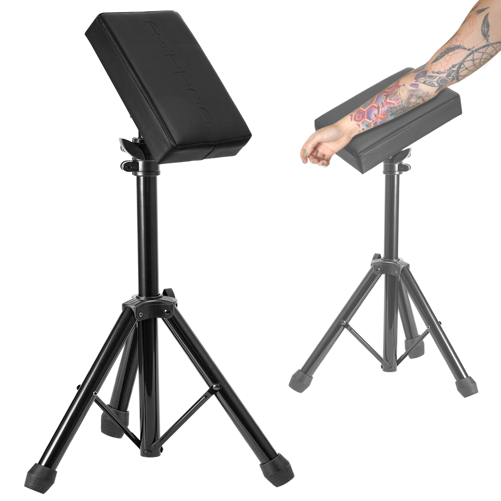 Professional Foldable Tattoo Arm Rest, Adjustable Height and Tilt, 180-Degree Rotation, Steel