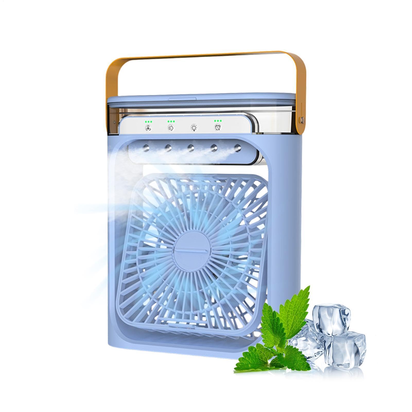 Ventilatore Portatile A Portatile USB Ricaricabile, 3 Velocità, D'Aria | Raffrescatore d'Aria con LED Per Interni Camera Viaggio Campeggio Picnic Vacanza