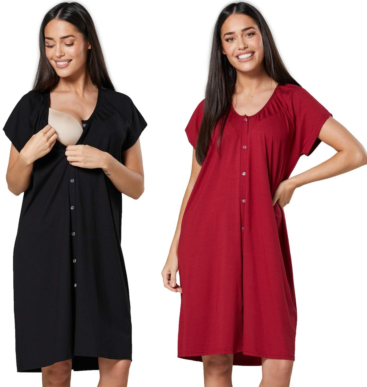 Women's Maternity Breastfeeding Nightdress for Labour 2-Pack 1365