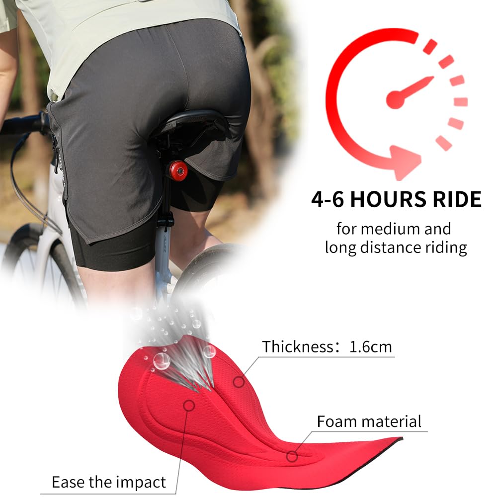 Traspiranti Uomo Pantaloncini Da Ciclismo Con Gel 4D, Asciugatura Rapida Donna Pantaloncini Da Ciclismo MTB Elasticizzati Leggeri Uomo Vestibilità Ampia Pantaloncino Cargo