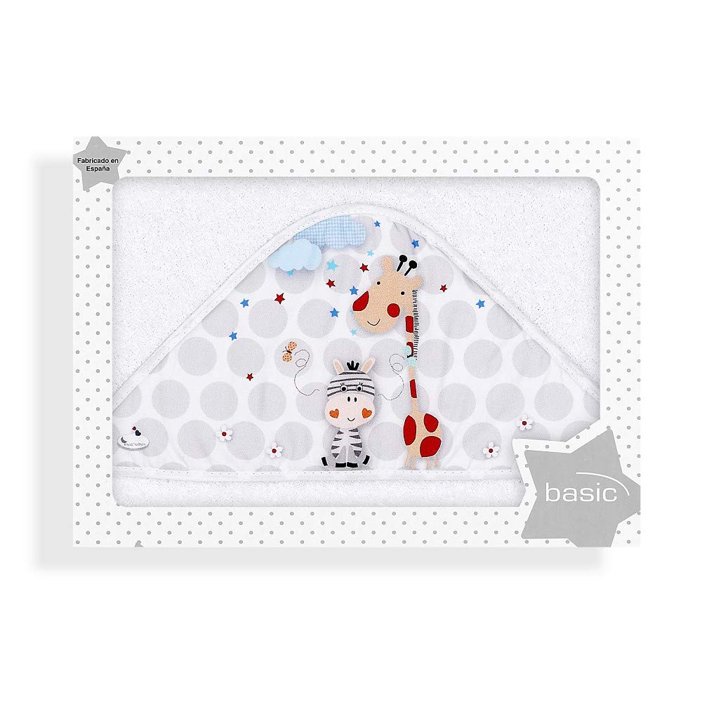 Interbaby Cape du Bain 400 GSM Coton Terry Modèle Jungla Blanc 100 x 100 cm