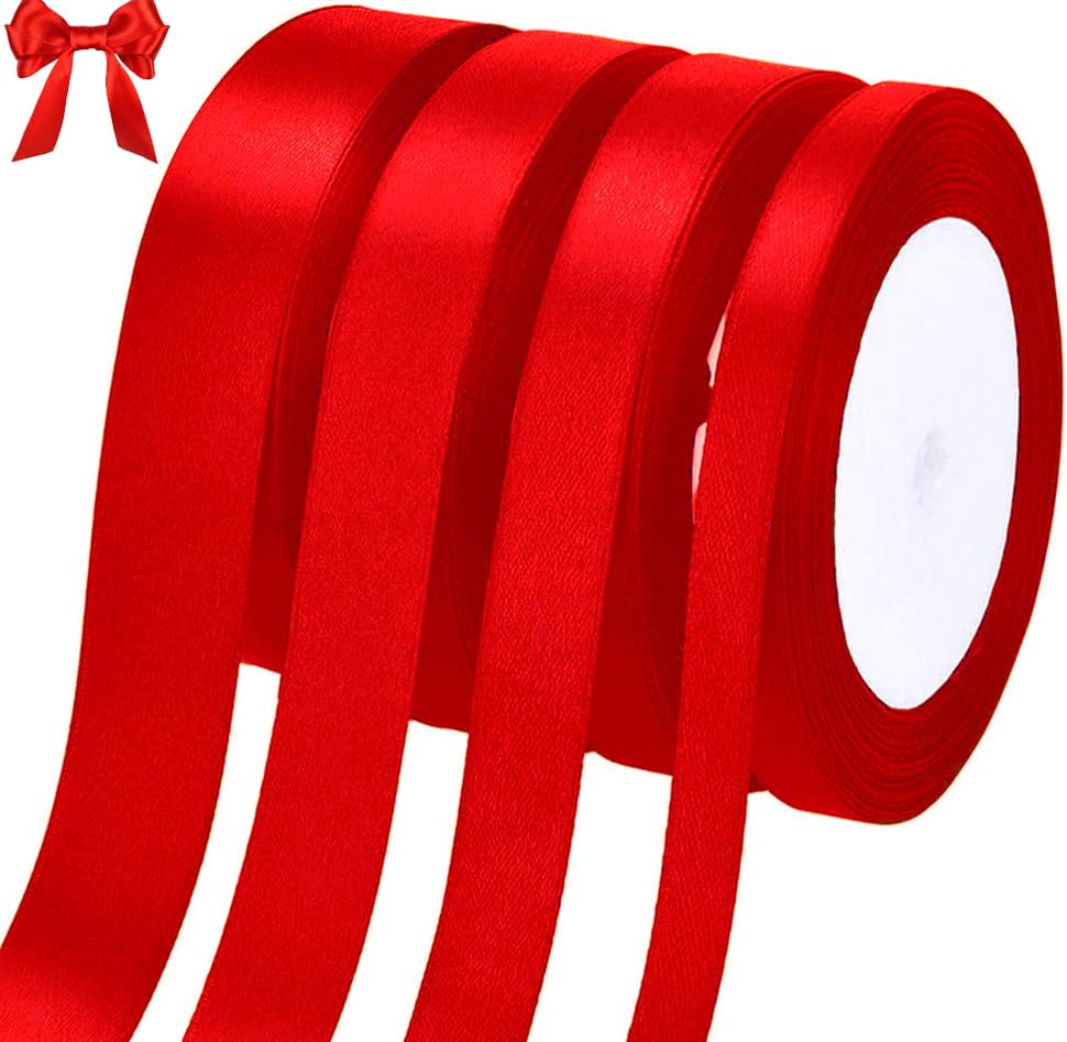 qingmeng Satinband Rot, 88m Geschenkband Rot Breit, 6/10/15/20 mm...