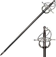 COSWOR 45.7" Renaissance Spiral Swept-Hilt Rapier Sword - Italian Style Fencing Replica for Cosplay, Display & Collection