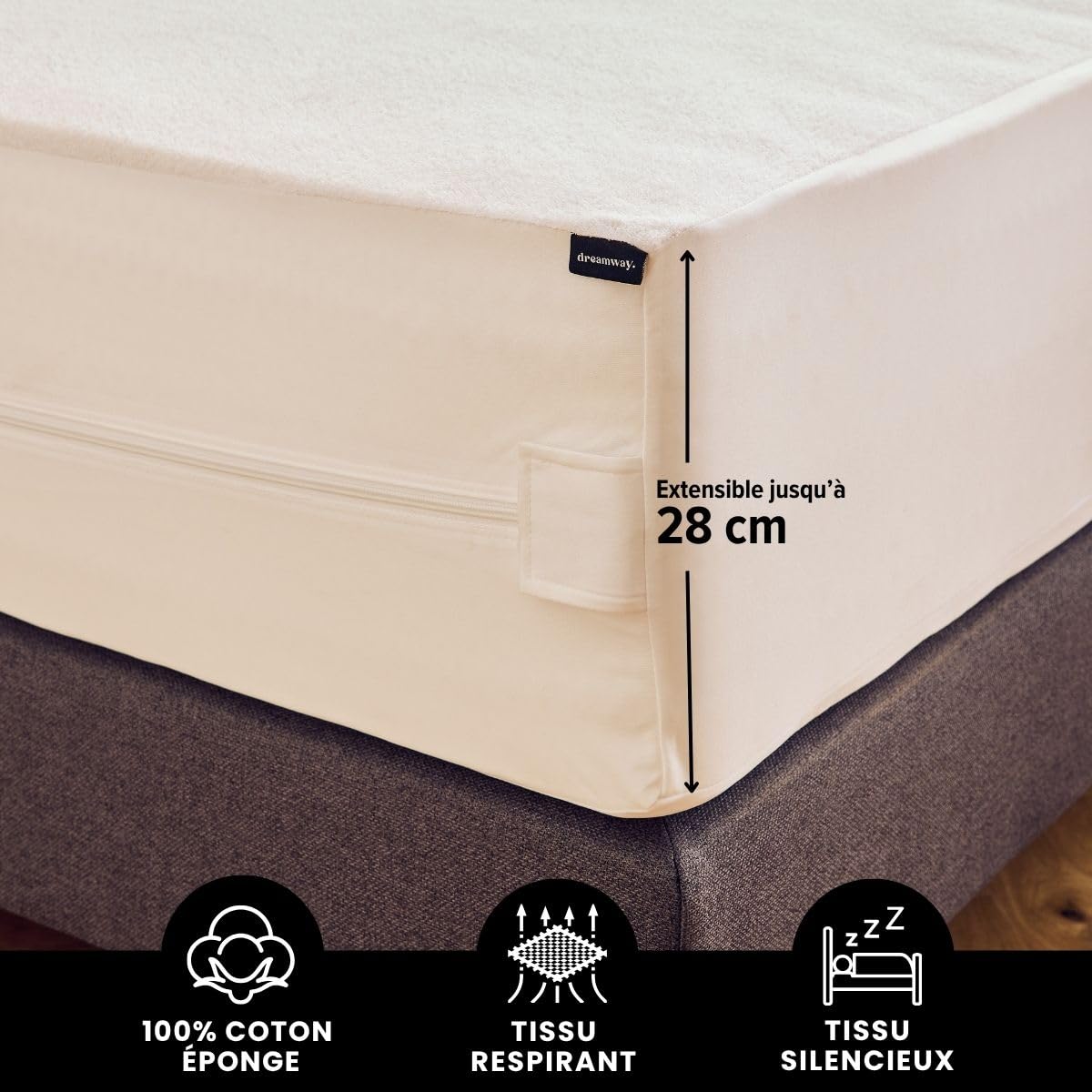 Dreamway Housse de Matelas 140x190 x25 cm Intégrale Anti-Punaises de Lit | Protege Matelas 140x190 cm avec Fermeture Eclair pour Allergiques - Imperméable, Bi-Ome et Oeko-Tex
