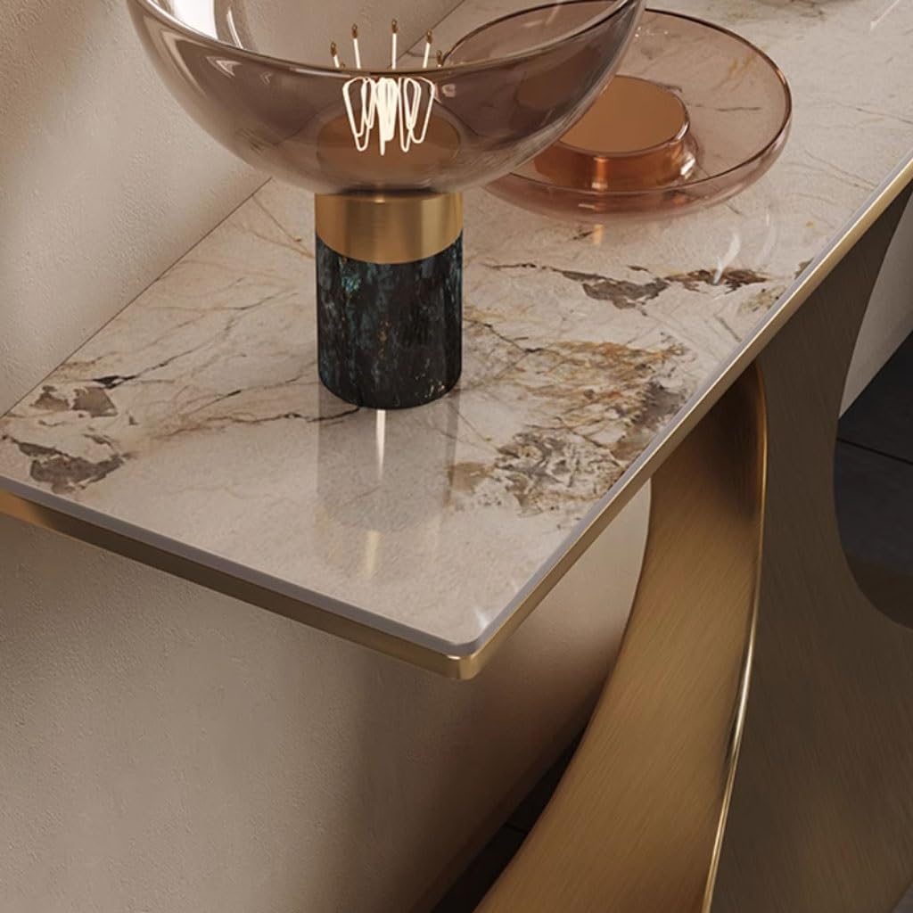 NEBE Mesa de Recibidor Puerta De Entrada Sencilla contra La Pared, Mesa Consola Acero Inoxidable, Sala Estar, Elegante Mueble Pizarra