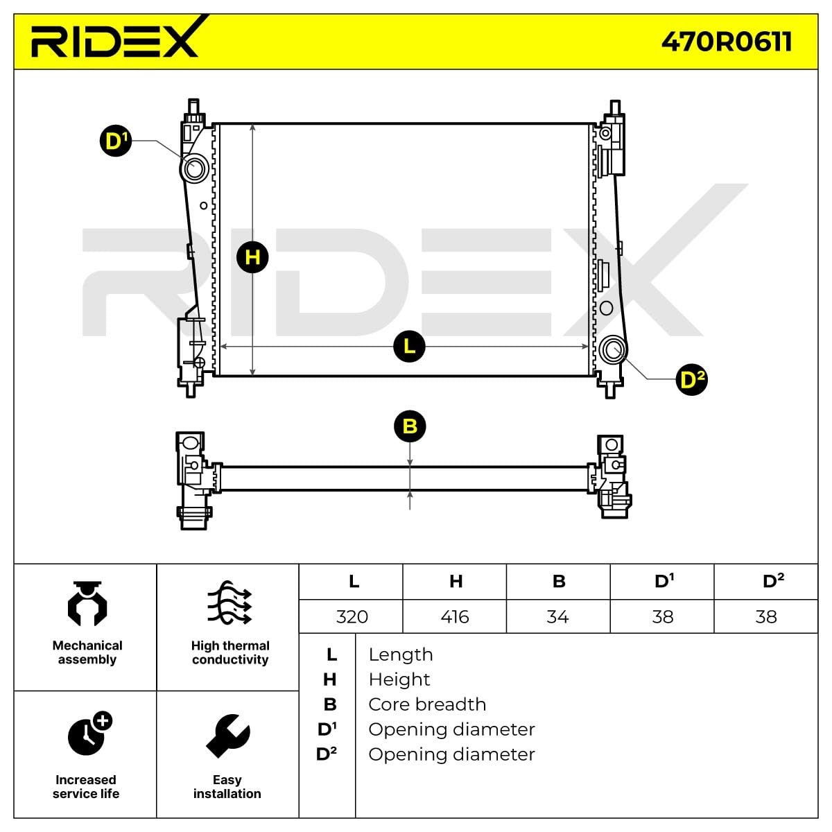 RIDEX 470R0611 Radiatore motore