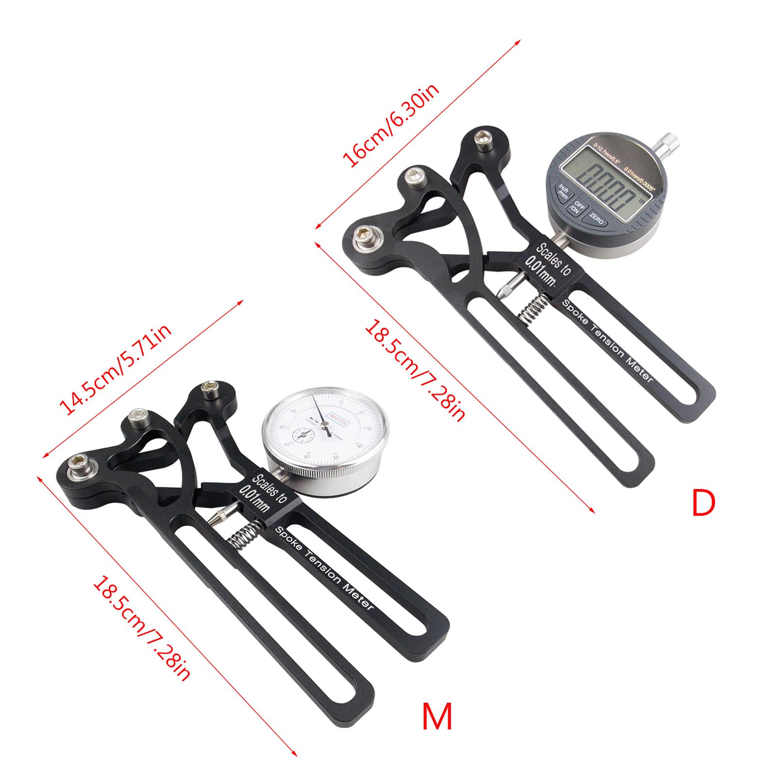 Medidor de tensión para bicicletas, herramienta de medición de aleación de aluminio, indicadores de radios de bicicleta, comprobador de radios de rueda de bicicleta, fácil de usar