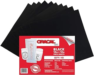 (10) 12" x 12" Sheets - Oracal 651 Black Adhesive Craft Vinyl for Cricut, Silhouette, Cameo, Craft Cutters, Printers, and ...