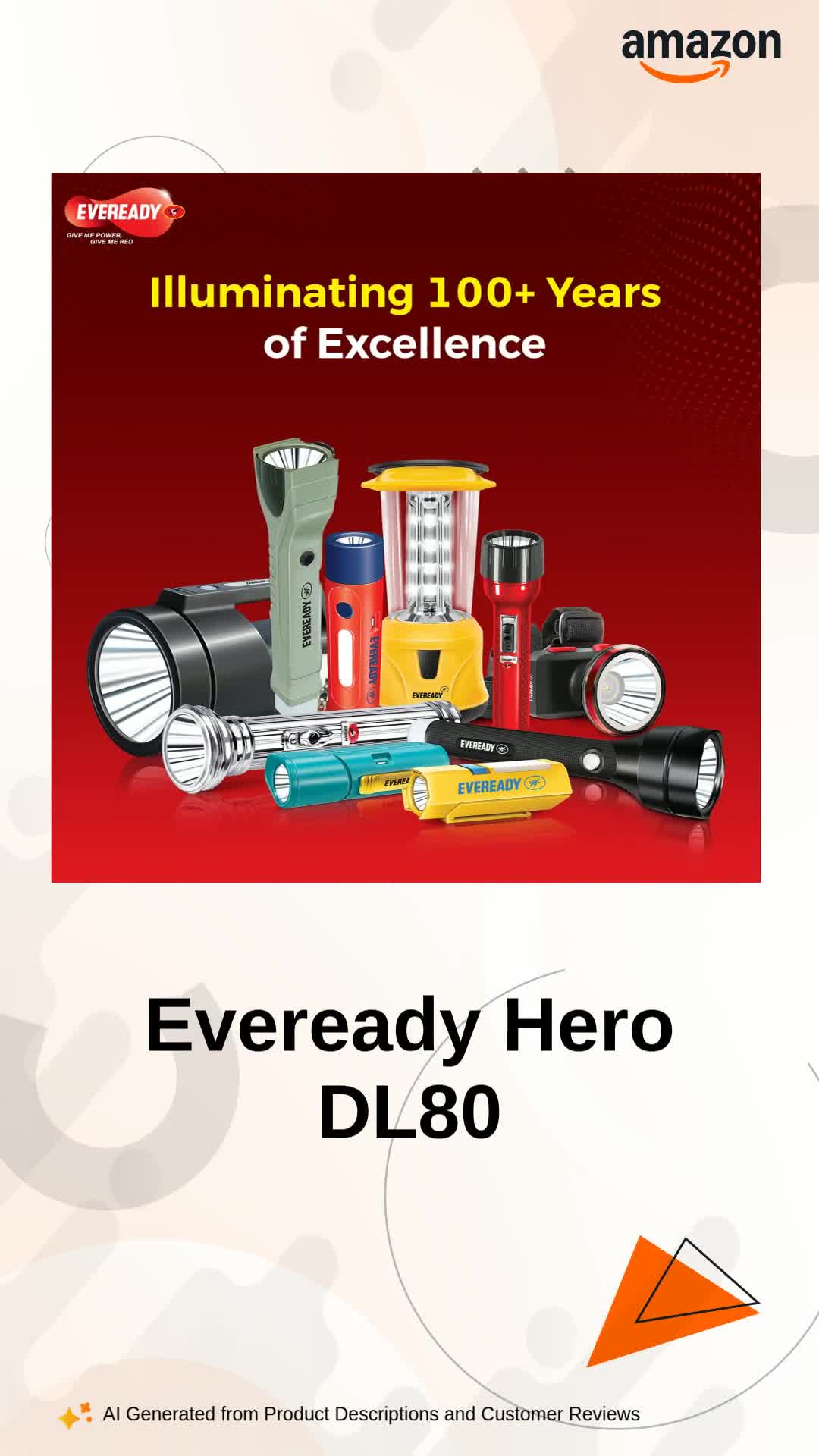 Eveready Hero DL80, Rechargeable 1W LED Torch Cum Emergency 2W