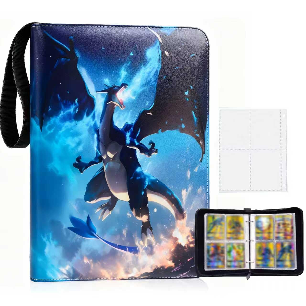 HSHHOOM 4 Pocket Card Binder, Card Collection Book with 50 Pages 400 Pockets, Portable Waterproof PU Card Binder Folder