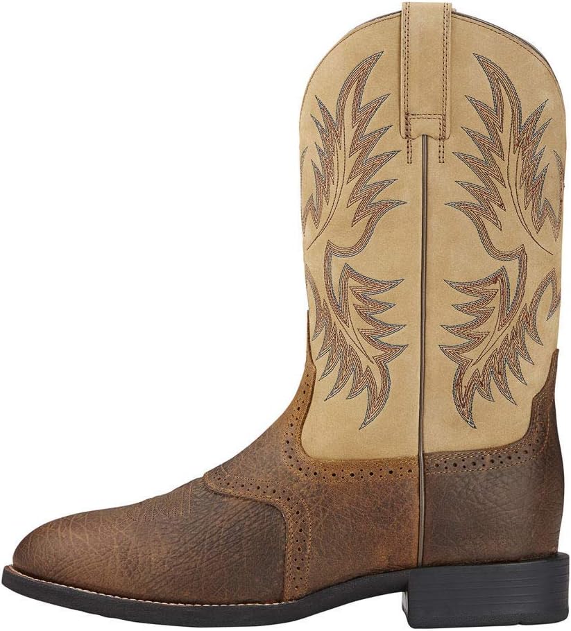 Ariat Mens Heritage Stockman Western Boot Tumbled Brown/Beige 11 Wide