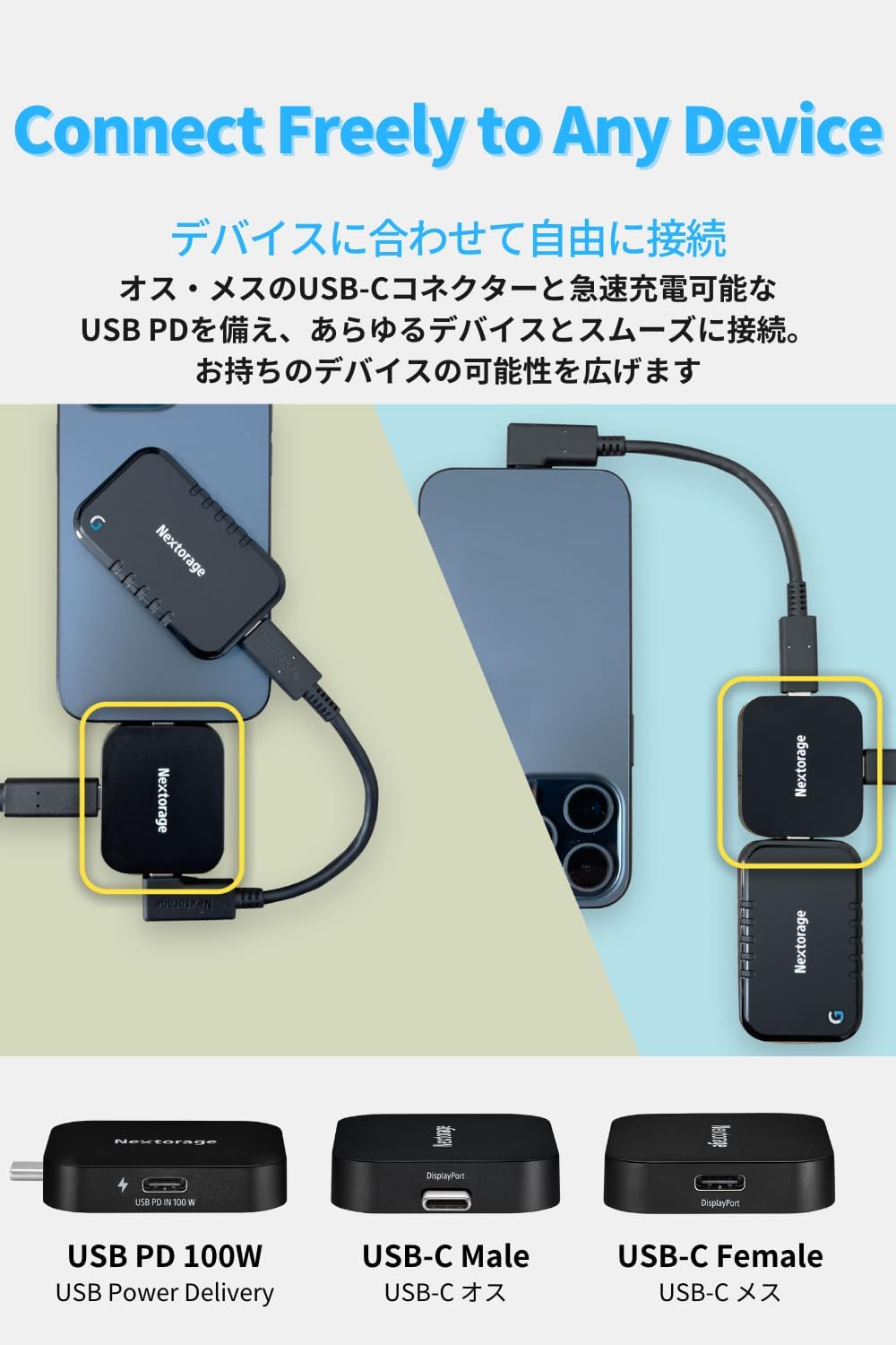 Nextorage PD & DP USB-C Adapter Compatible with Smartphones, Tablets, Laptop, Desktop PC, and More. USB C Hub Power Delivery 100W Pass-Through Charging USB Type-C DisplayPort NX-PDPA1
