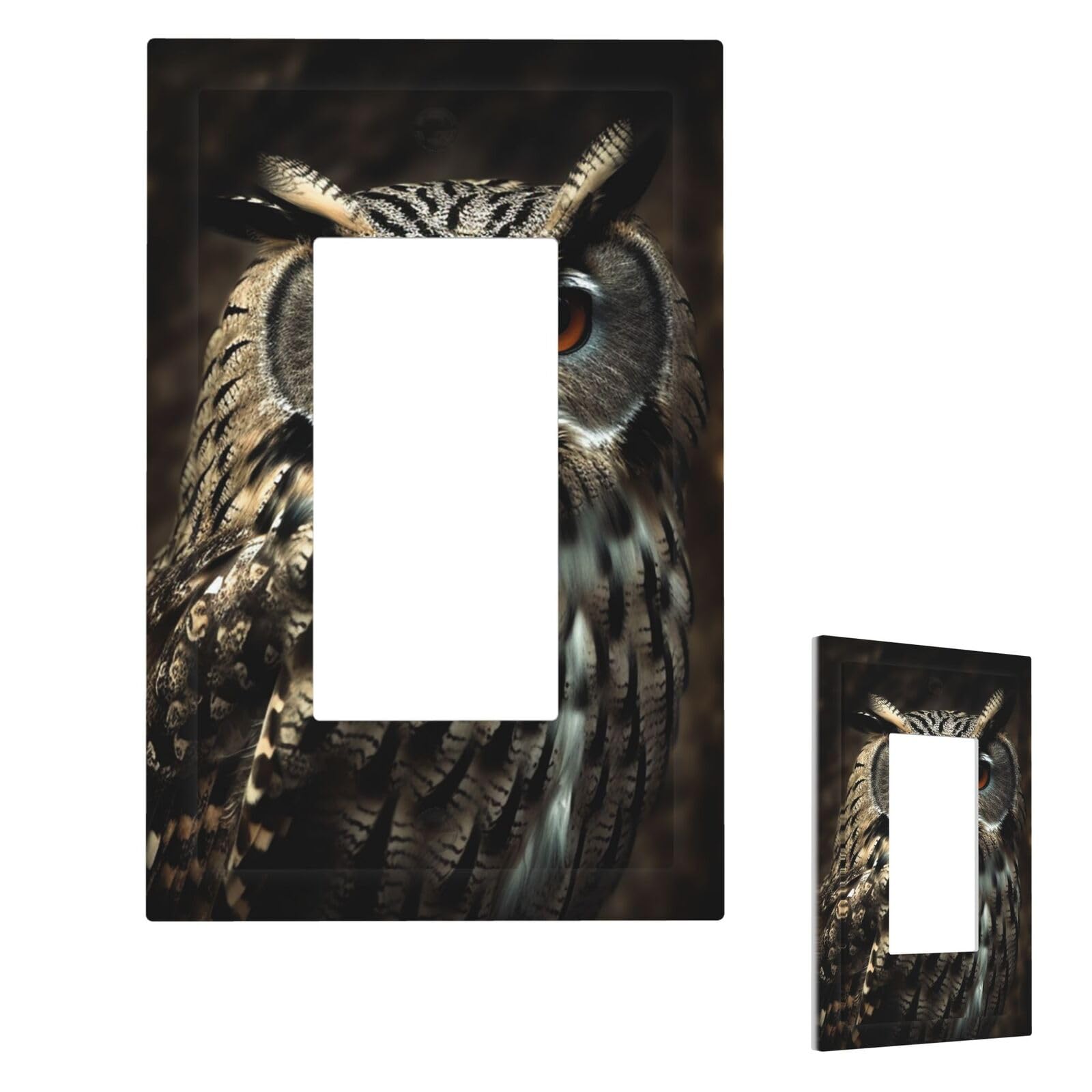Fekiloot 1 Gang An Owl Wall Plate Cover Modern Decorative Light Switch Cover Unbreakable Receptacle Outlet Covers For Living Room Bedroom Home Decor