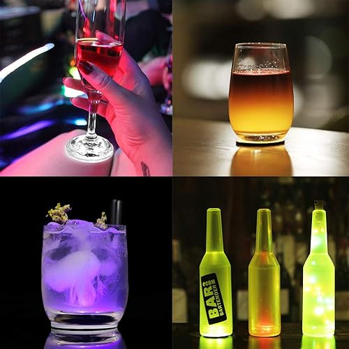 Miniatura 5 de 12 posavasos LED, luces LED adhesivas, luces LED para botellas, luces para botella de licor de vino, chispas de botella para champán, fiesta, bar,
