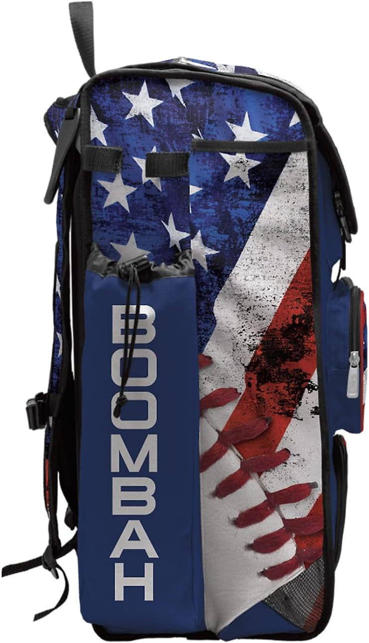 Boombah Catchers Superpack Bat Bag - 23-1/2" x 13-1/2" x 9-1/2" - USA Baseball Royal/Red/White - Holds 4 Bats - Backpack Version (no Wheels)