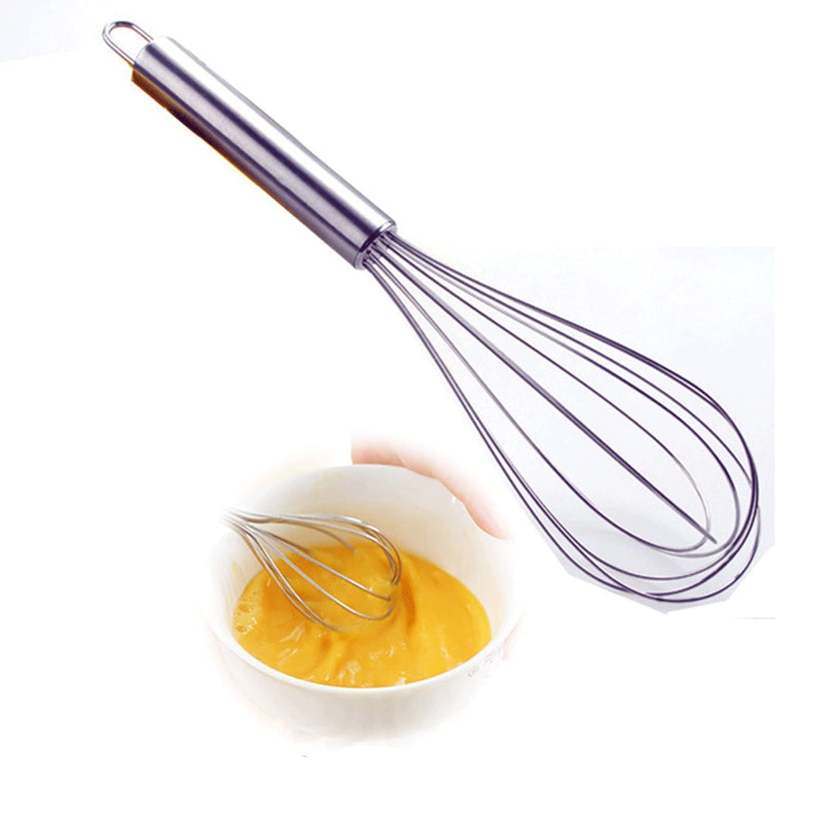 Schneebesen, Schneebesen aus Edelstahl, 10-Zoll-Edelstahl-Ballondraht-manueller Schneebesen-Backgerät-Milchcreme-Buttermischer