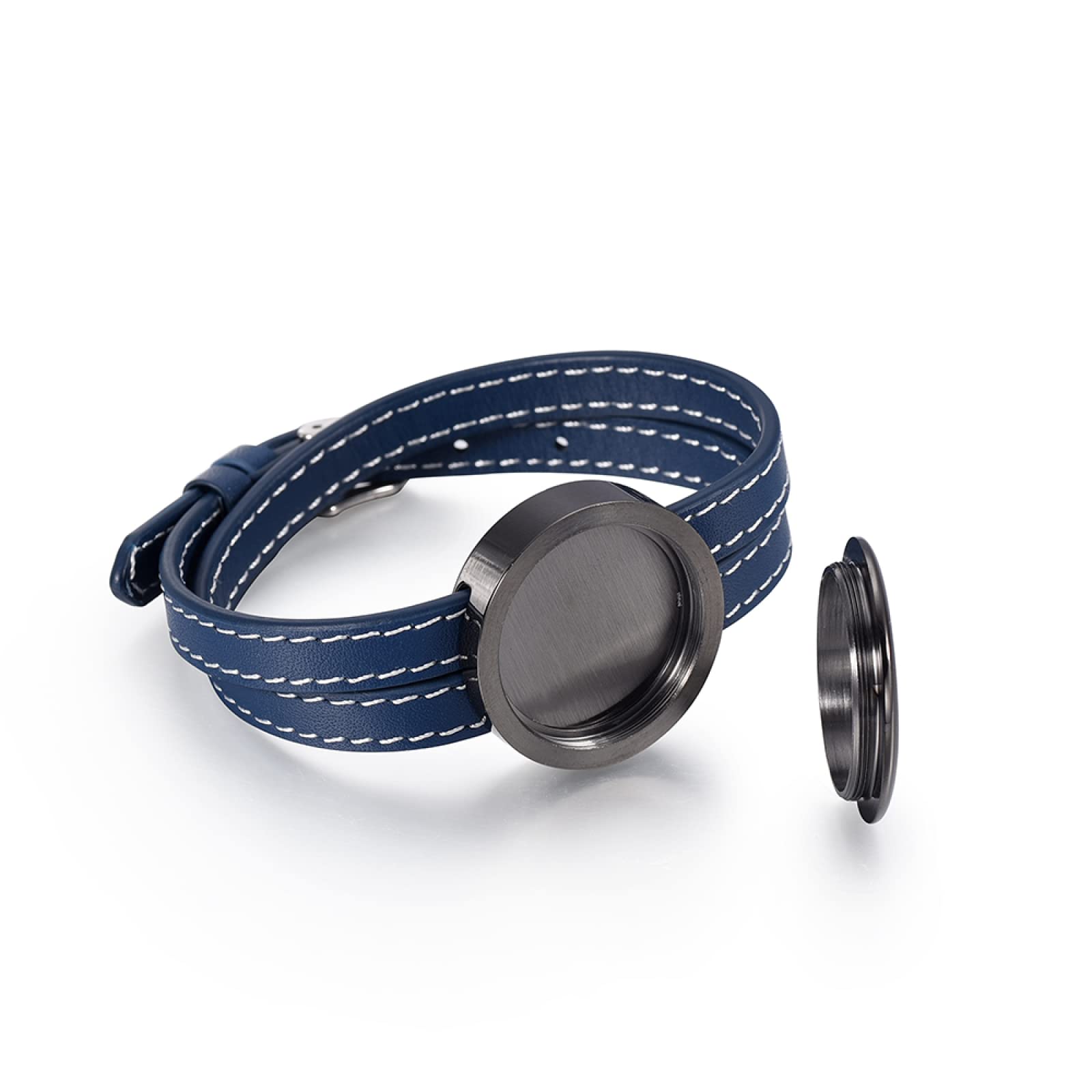 ISCBAFYX Difusor de aceites Esenciales Pulseras de Cuero y Acero Inoxidable aromaterapia joyería difusor de Aroma Pulseras con medallones