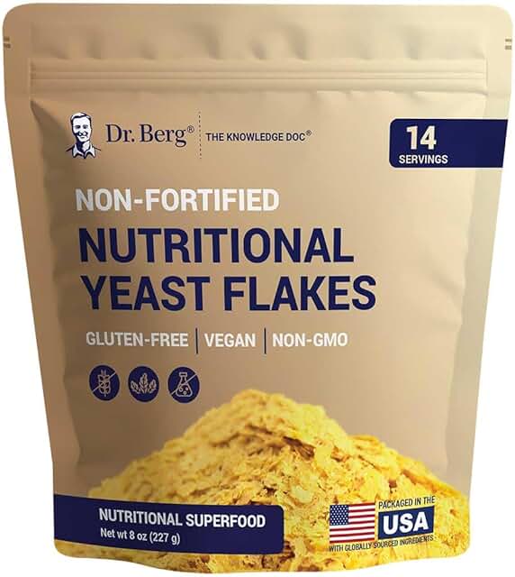 Dr. Berg Premium Nutritional Yeast Flakes - Delicious Non-Fortified Nutr...