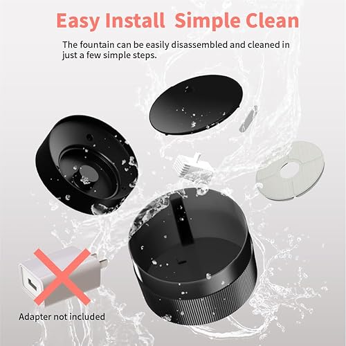 Miniatura 4 de beQ Fuente de agua para gatos, dispensador de agua ultra silencioso para mascotas, sin BPA, nivel de agua visible, adecuado para gatos, perros