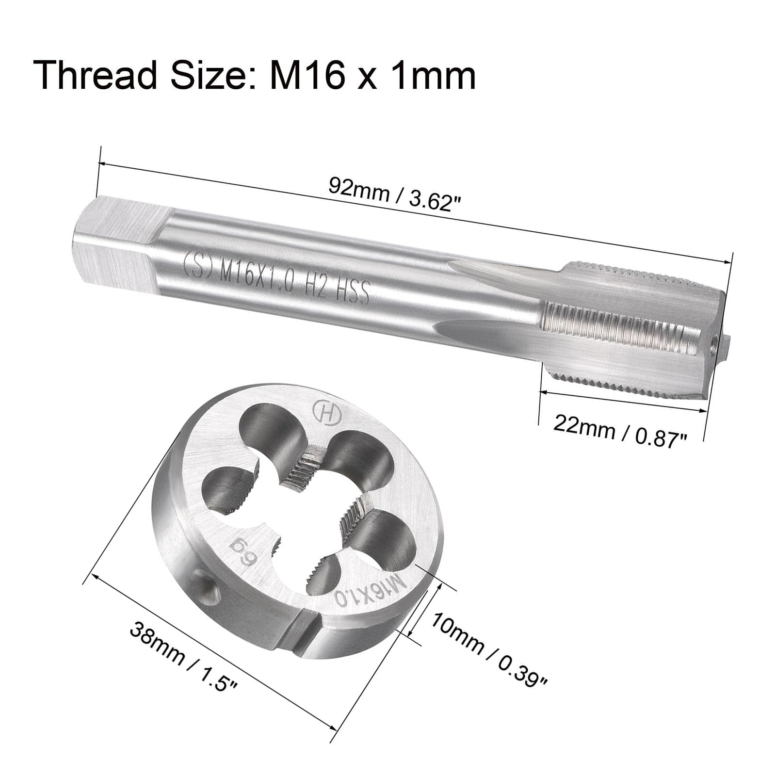 MACHSWON M16x1mm Metric Tap and Die Set,Machine Thread Screw Tap with Round Threading Die,Tap & Die Kit for Nut Screw Bolt Thread Repair - Image 2