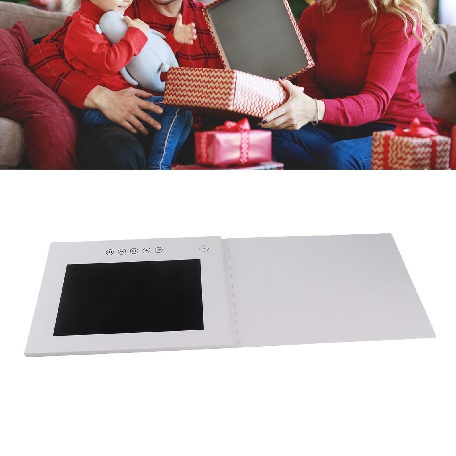 Video-Grußkarte mit 720P HD-LCD-Bildschirm, elektronische Videobroschüre, 128 MB eingebauter Speicher, tragbares Videobuch für Jahrestag, Geburtstag, Hochzeit, Marketing (5 Zoll)