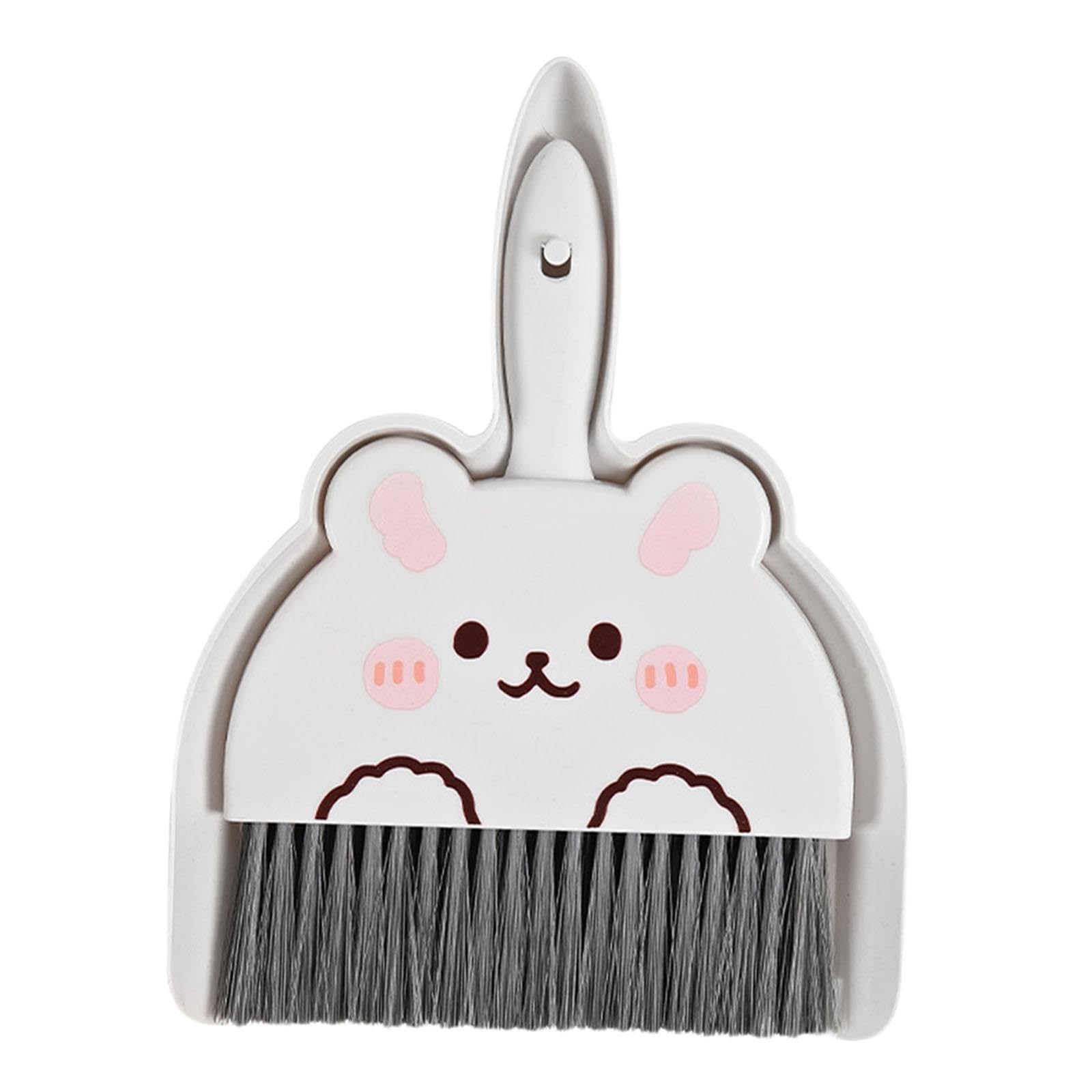 PIXZCSA Small Broom And Dustpan Set For Small Space Easily Cleans Dust Crumbs And Debris Partitions Furnishings Mini Dustpan Brush Set Compact Cleaning , white bunny , 9.06x7.09 inch