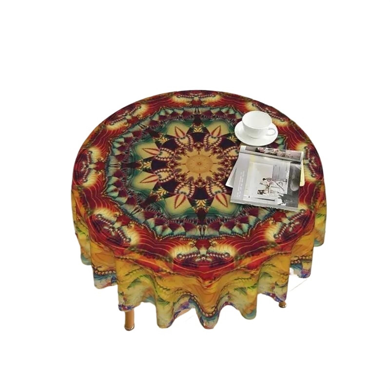 BTRYLDCFA Round Tablecloth 1pc Round Tablecloth, Waterproof Colorful Circular Patio Dining Table Cover, Cloths Covers For Backyard BBQ Picnic(Red)