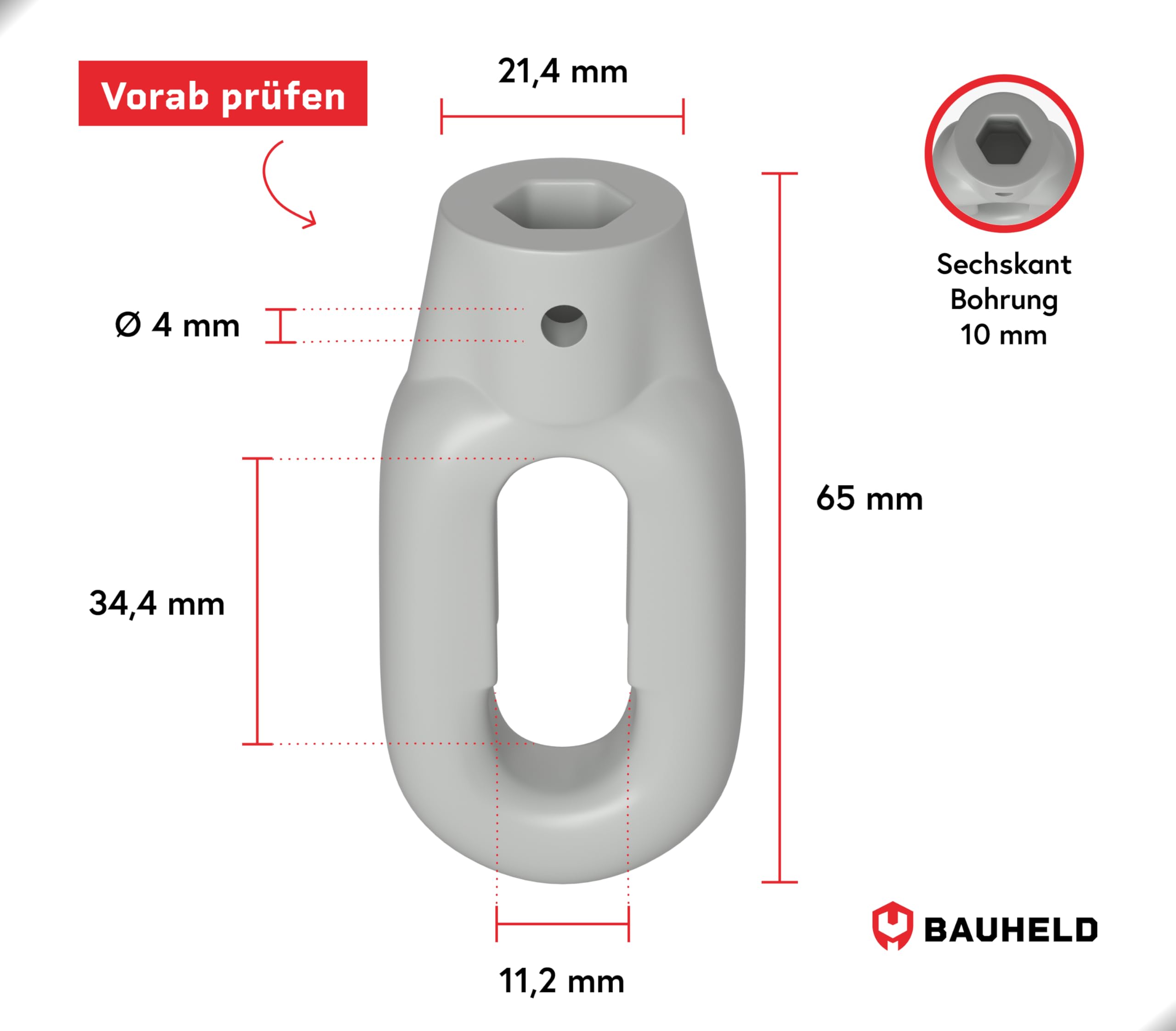 BAUHELD Occhiello da Tenda 10 mm Plastica RAL7035 Grigio Chiaro