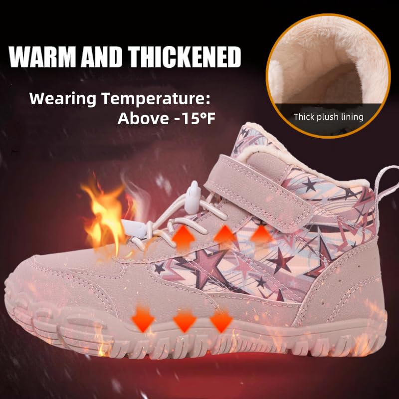 Unisex Invierno Zapatillas Descalzas Niños,Kids Mid Trekking Shoes con Forrados Caliente,Zapatos de Trekking Barefoot Minimalistas Sneakers,Antideslizante Ligeras Gr.26-36EU