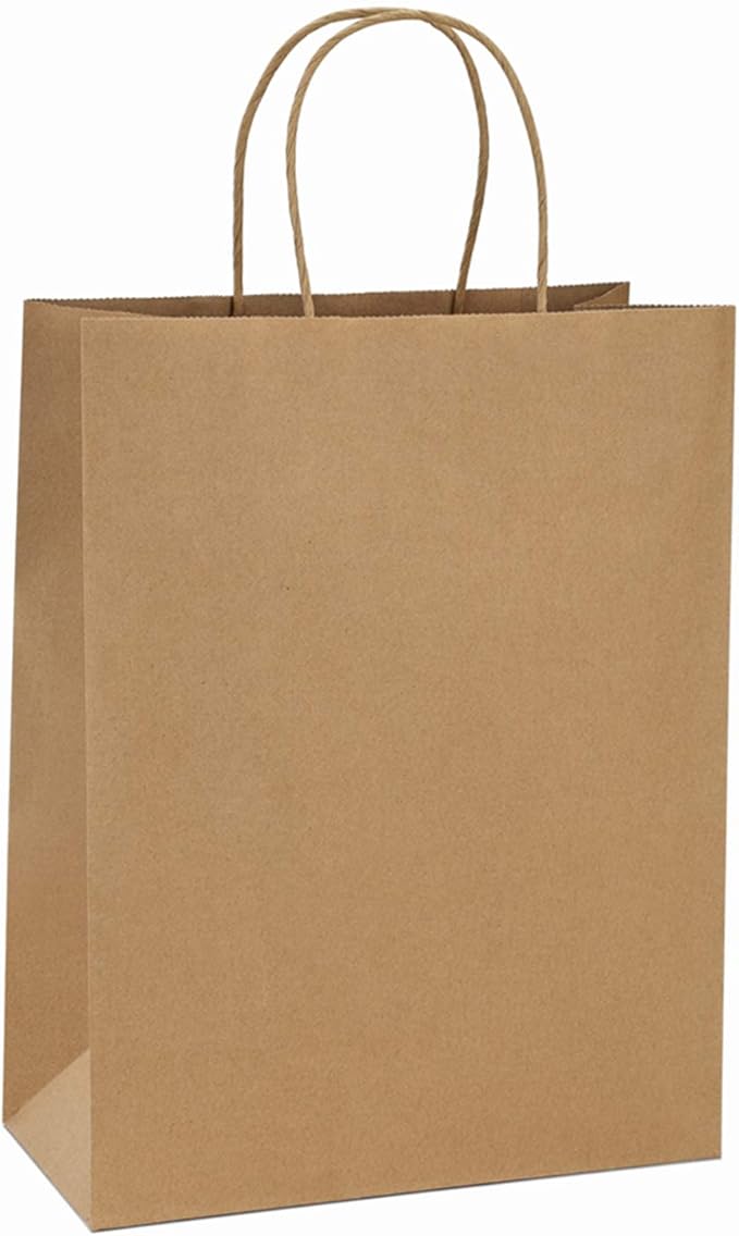BagDream 10x5x13 25Pcs Brown Kraft Paper Bags with Handles