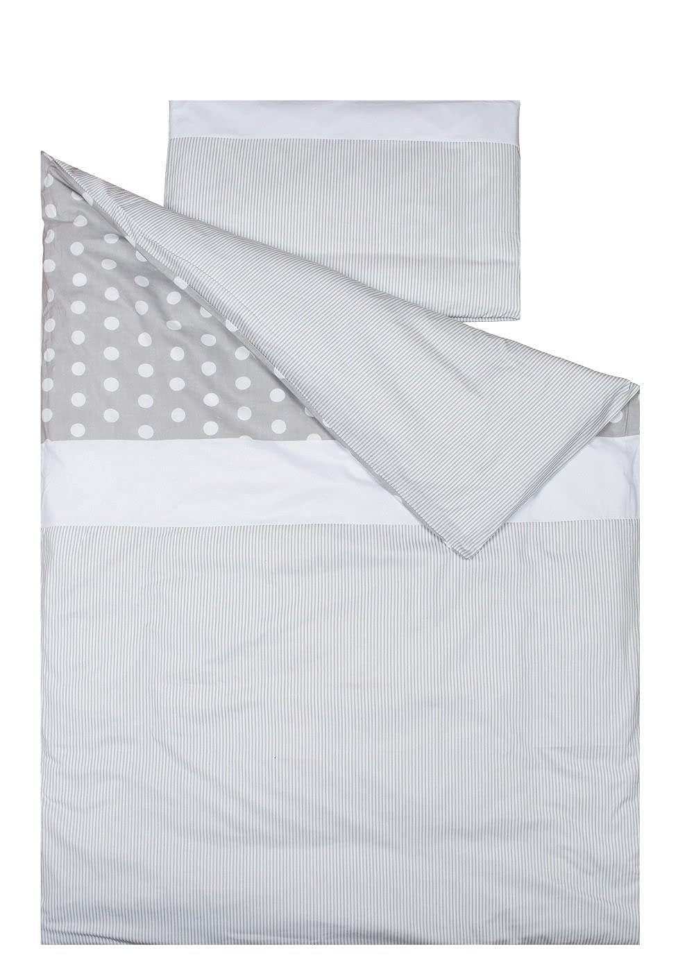 Vizaro - Funda Nórdica Cuna 70x140cm (Incluye Funda de Almohada) - 100% Algodón - Med. 100x135cm, 30x60cm - Gris