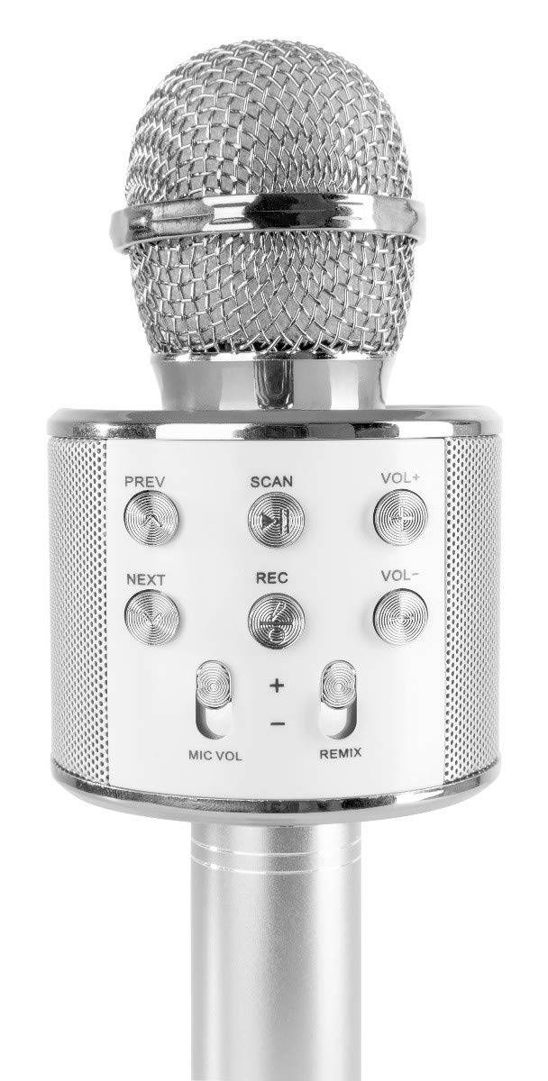 Microphone Sans Fil Silver Pour Karaoké Canta Tu - Micro Bluetooth Compatible CTC14101