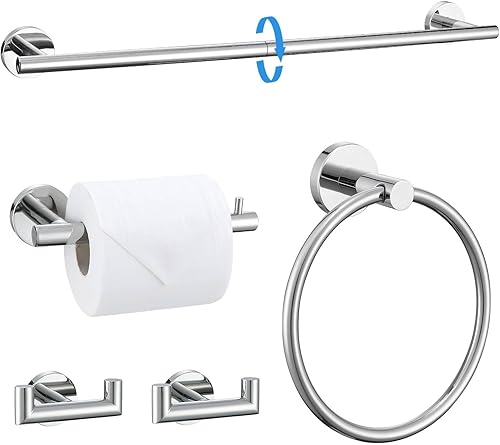 Miniatura 8 de Juego de 10 toallas de baño de oro cepillado, incluye toallero de 23.6 pulgadas, soporte para papel higiénico, anillo de toalla, ganchos para