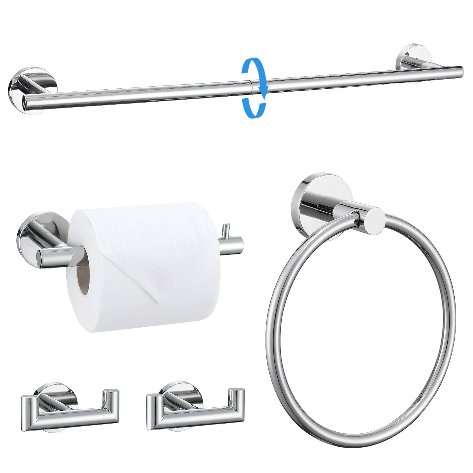 Lot de 5 porte-serviettes en chrome poli 60 cm
