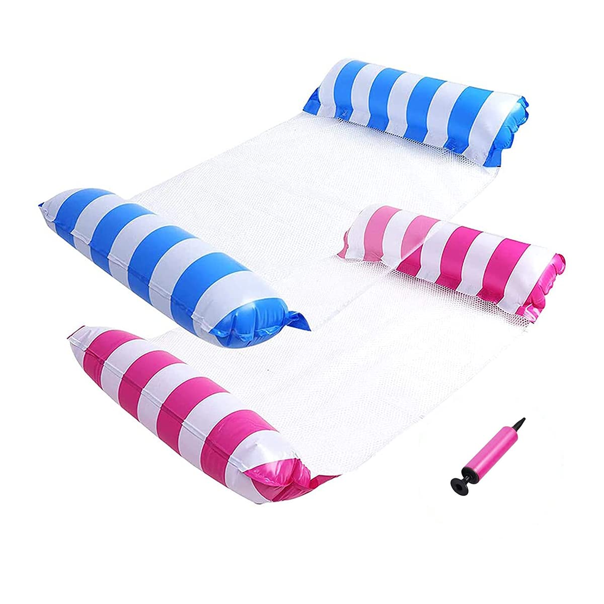 2 Pack Inflatable Pool Float, Multi-Purpose Pool Hammock (Saddle, Lounge Chair, Hammock, Drifter) Pool Chair, Portable Water Hammock