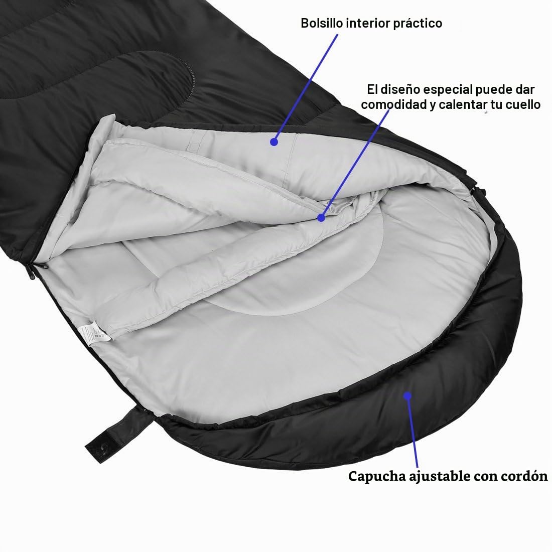 SOULOUT Saco de Dormir para 3 – 4 Estaciones – Saco de Dormir Ligero Impermeable para Camping, Viajes y Actividades al Aire Libre – Ideal para Adultos y niños – 220 x 83 cm