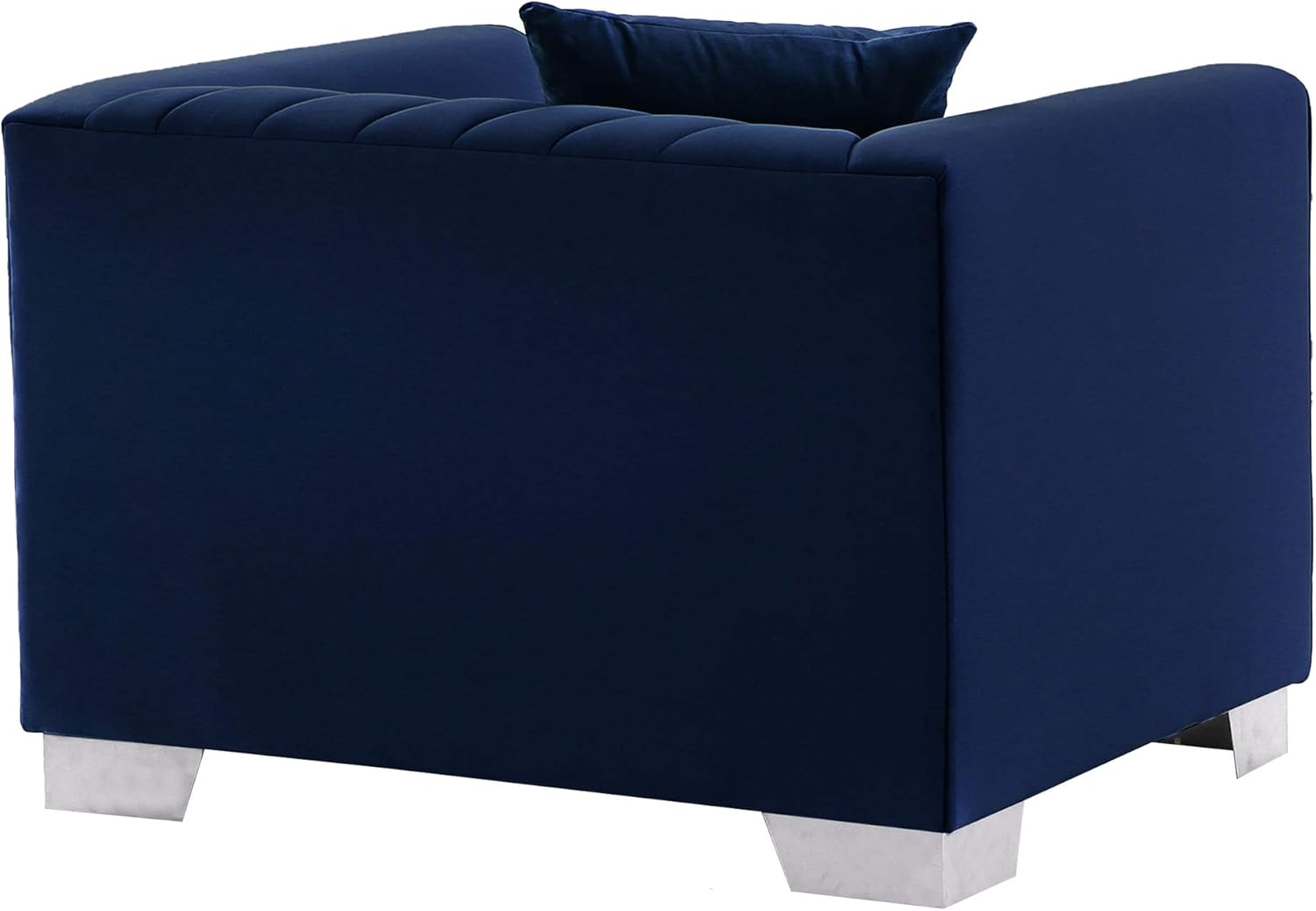 Cambridge Contemporary Chair in Brushed Stainless Steel and Blue Velvet