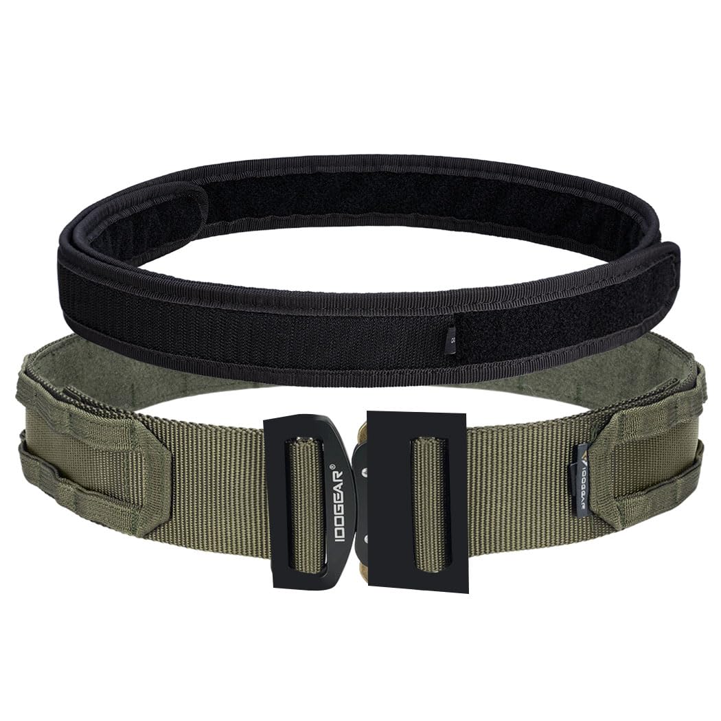 IDOGEAR Tactische Riem MOLLE Militaire Riem modulaire Rigger ' s Belt Battle Combat Belt met Binnenriem Set (Black, Medium