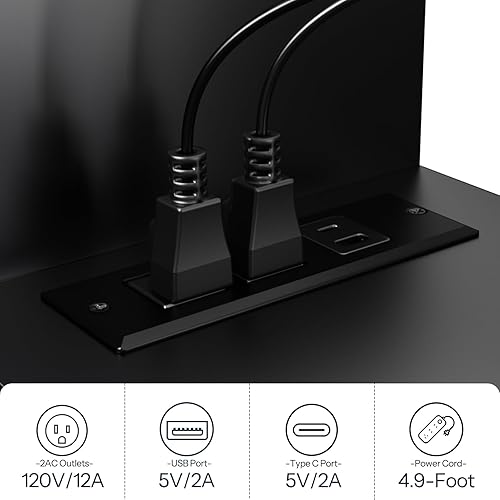 Miniatura 6 de HOOBRO Soporte flotante para TV con toma de corriente, centro de entretenimiento flotante de 63 pulgadas con luz LED, estante moderno de madera para