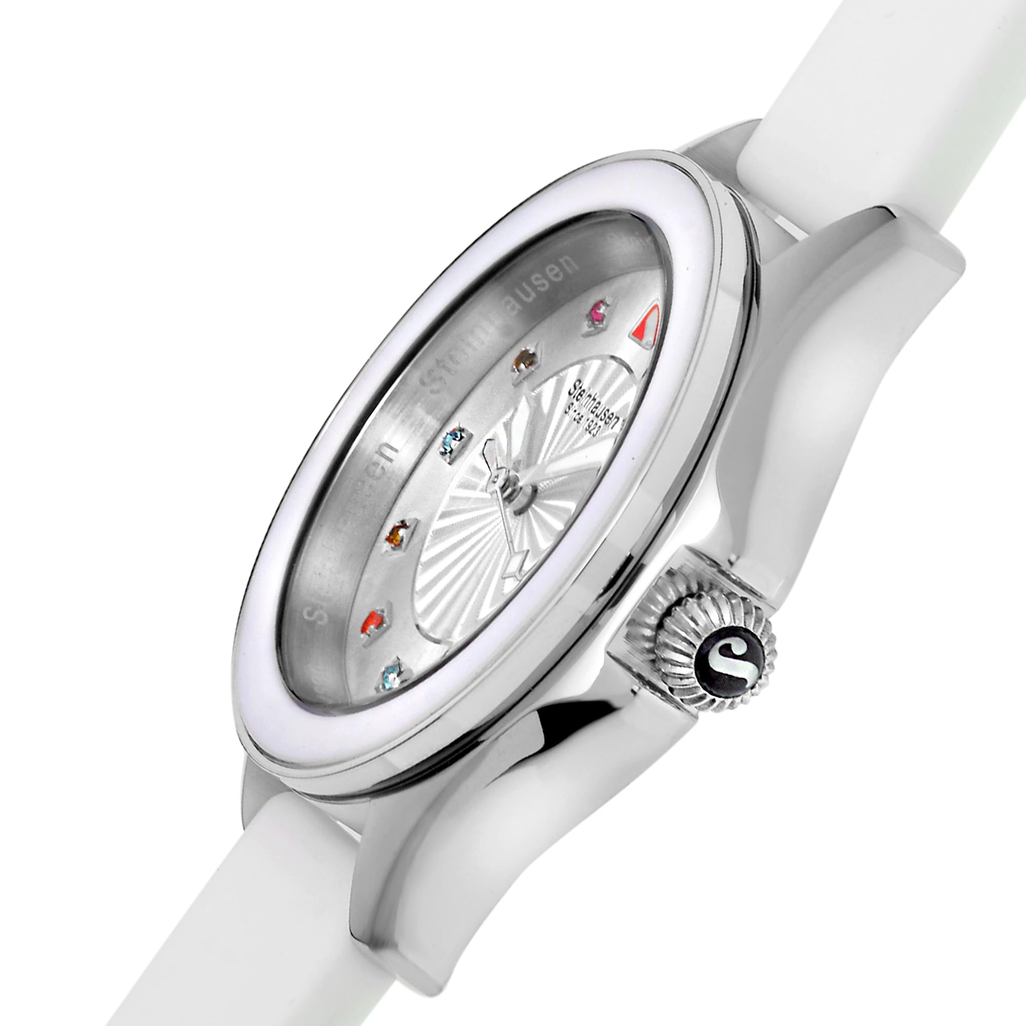 Steinhausen Arbon Collection Stainless Steel Silicone Interchangable Band Women's Watch (White/Silver)