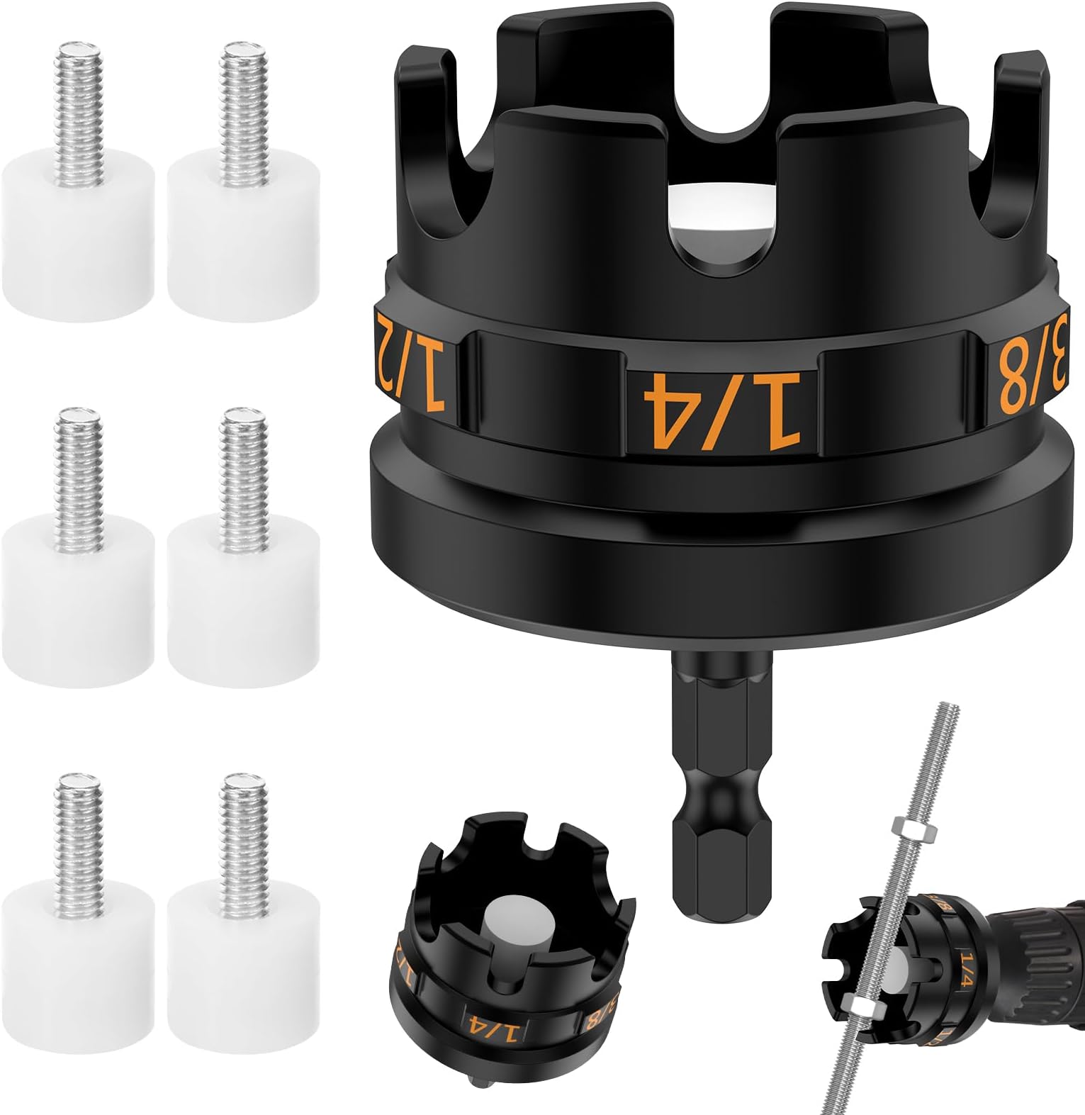 Threaded Rod Nut Runner Nut Zipper Drill Attachment for Fast Nuts and Bolt Removal Hex Shank Nuts Driver for 1/4" 3/8" and 1/2" Threaded Rods