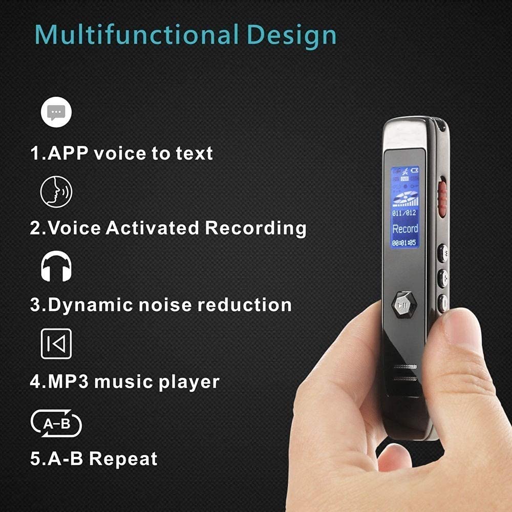 Grabadora de Voz Digital, grabadora de Voz de 16GB, Reproductor de MP3, reducción de Ruido, para conferencias, reuniones