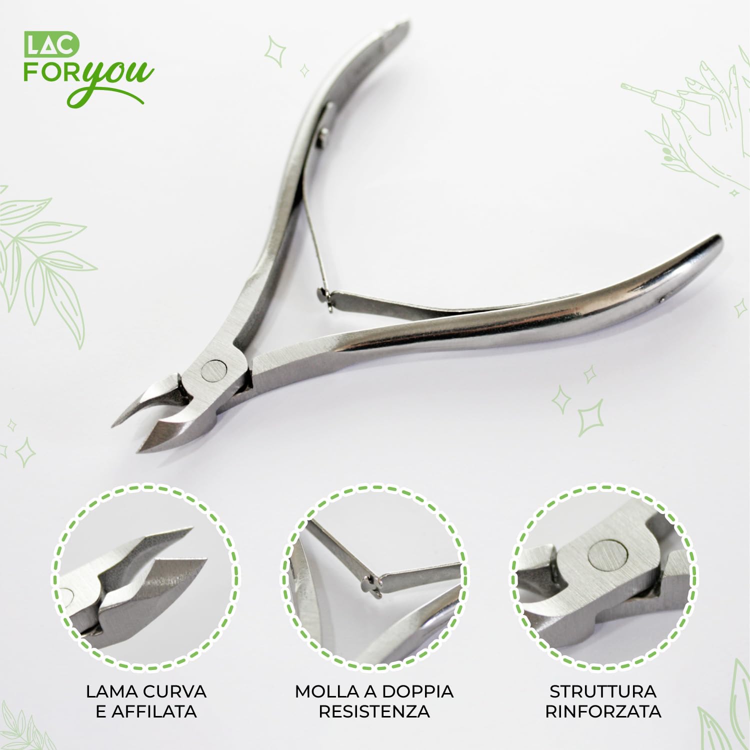 LAC FOR YOU Tronchesino Cuticole Acciaio Inox 10cm Professionale